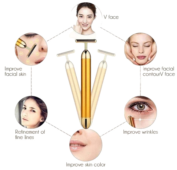 24K Gold Energy Beauty Bar Electric Facial Massage Roller